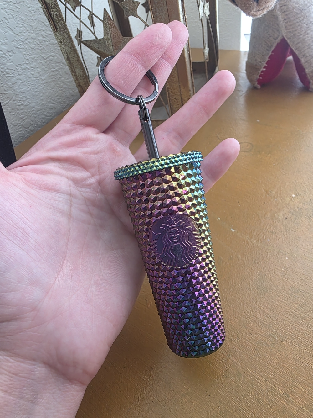 NWOT Starbucks Studded Oil Slick Tumbler Keychain